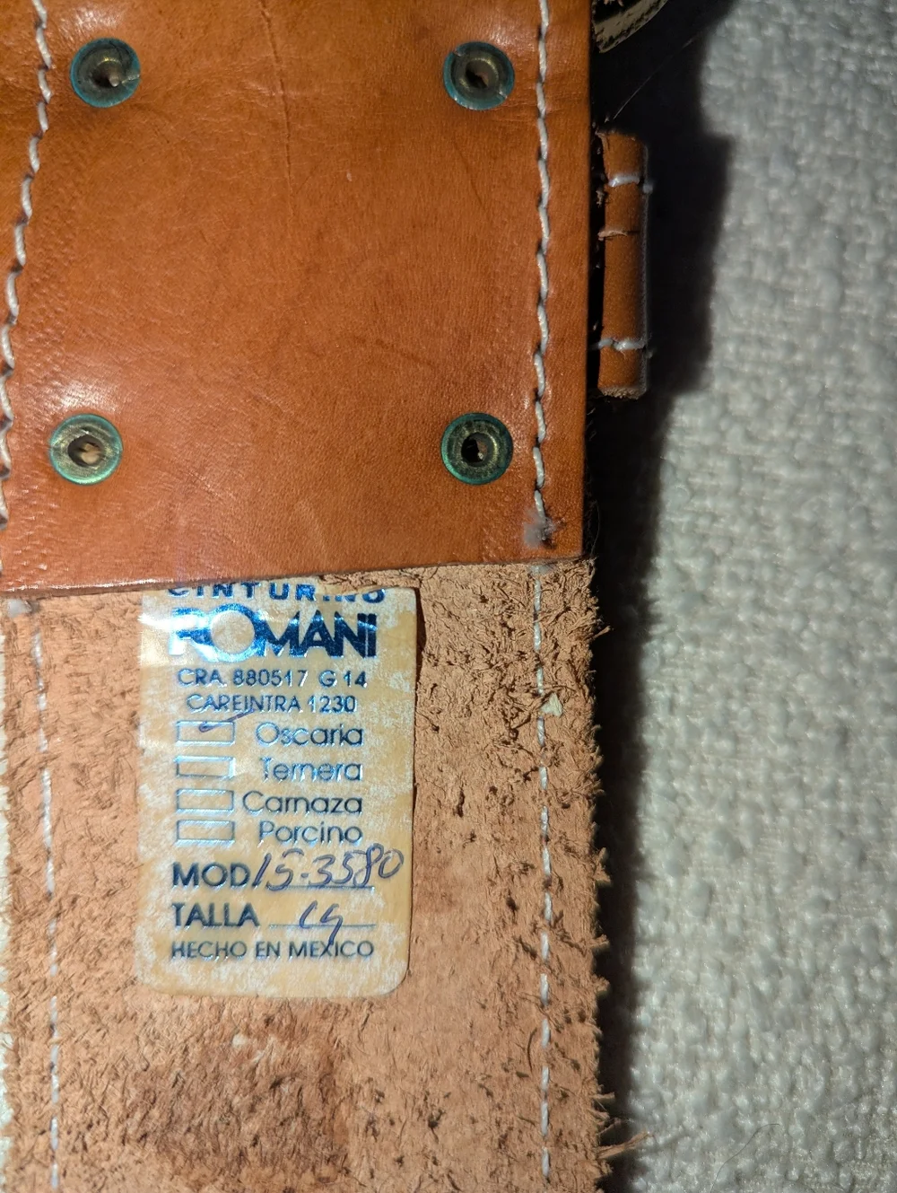 Wide Tan/ Cognac ladies Leather Belt with Ornate Gold Buckle.
